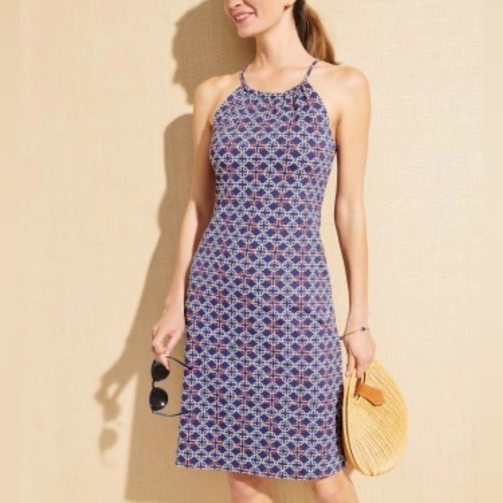 J.McLaughlin Stylish Blue Patterned Halter Dress … - image 1